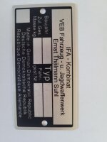 Typenschild Rahmenplakette passend für S51